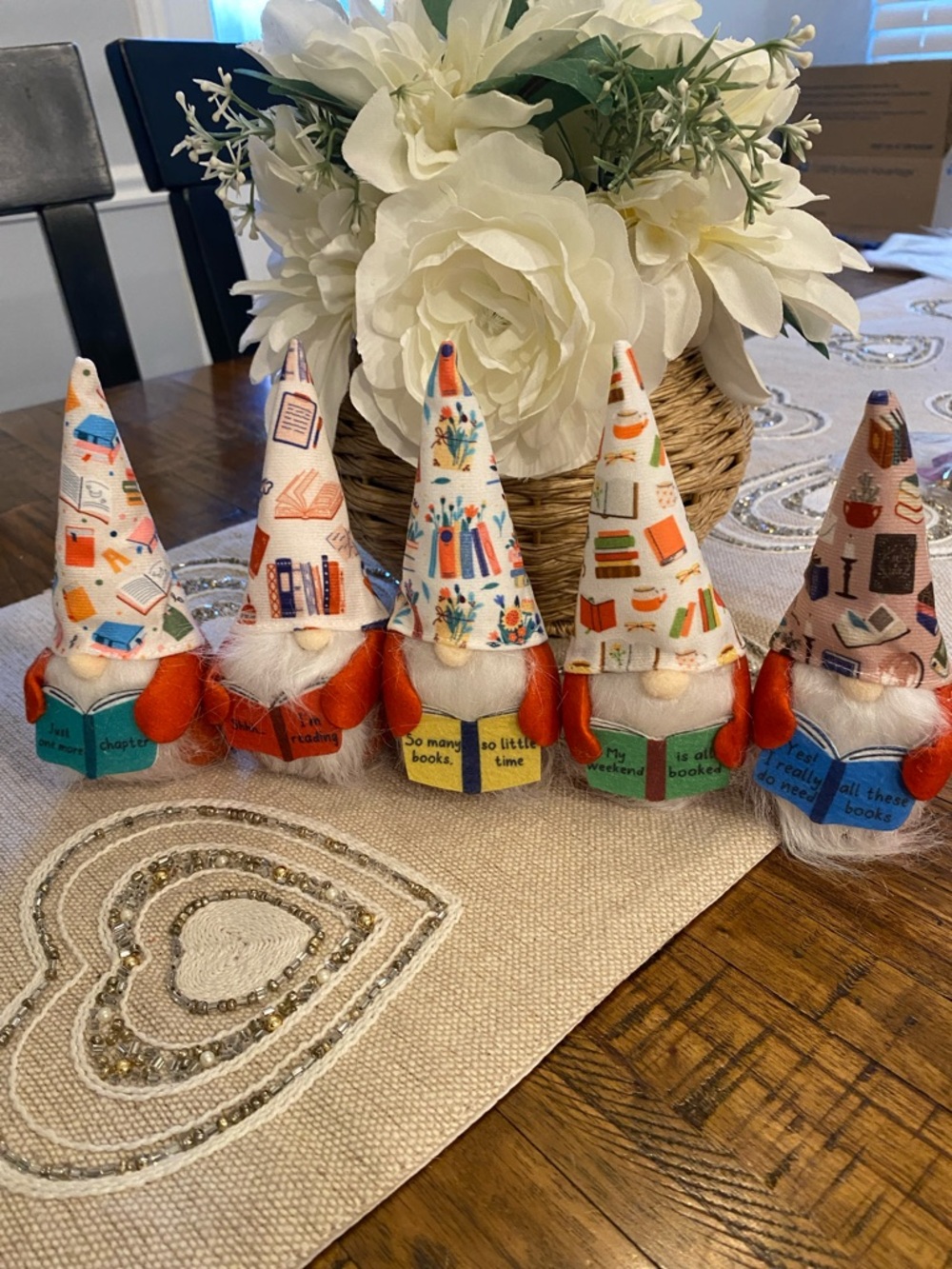 Set of 5 Book Lover Gnomes